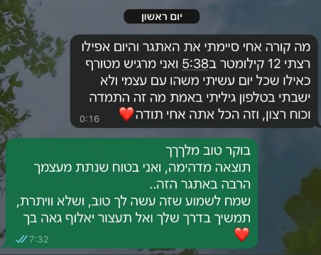 המלצה אמיתית מווצאפ — מתאמן של איתי