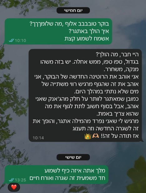 המלצה אמיתית מווצאפ — מתאמן של איתי